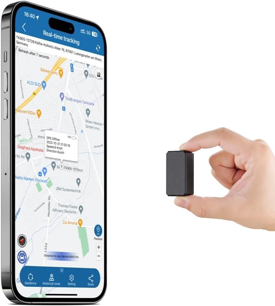 TKMARS Mini Traqueur GPS Suivi en Temps Réel,Petit Traceur GPS SMS Positioning APP sans Abonnement GSM Tracker pour Voiture Moto Vélo Scooter Enfants Valise Sacs Chat Chien TK901