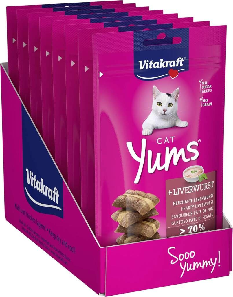 Vitakraft Cat Yums - Friandise moelleuse pour chat riches en viandes et au fromage - Recette sans céréales ni sucre ajouté (1 x 40g)